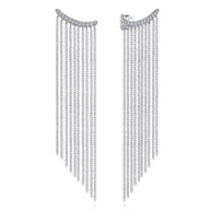14K White Gold Diamond and Tassel Stud Earrings