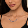 14K White Gold Diamond and Teardrop Blue Sapphire Station Necklace - 0.35 ct
