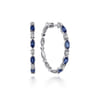 14K White Gold Diamonds and Marquise Blue Sapphire Classic Hoop Earrings - 0.35 ct