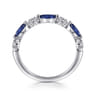 14K White Gold Diamonds and Marquise Blue Sapphire Fashion Ladies Ring - 0.14 ct