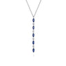 14K White Gold Diamonds and Marquise Blue Sapphire Vertical Bar Necklace - 0.14 ct