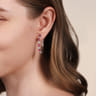 14K White Gold Diamonds and Marquise Ruby Classic Hoop Earrings - 0.35 ct