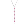 14K White Gold Diamonds and Marquise Ruby Vertical Bar Necklace - 0.14 ct