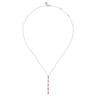 14K White Gold Diamonds and Marquise Ruby Vertical Bar Necklace - 0.14 ct