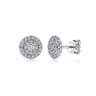 14K White Gold Double Diamond Halo Stud Earrings - 0.5 ct