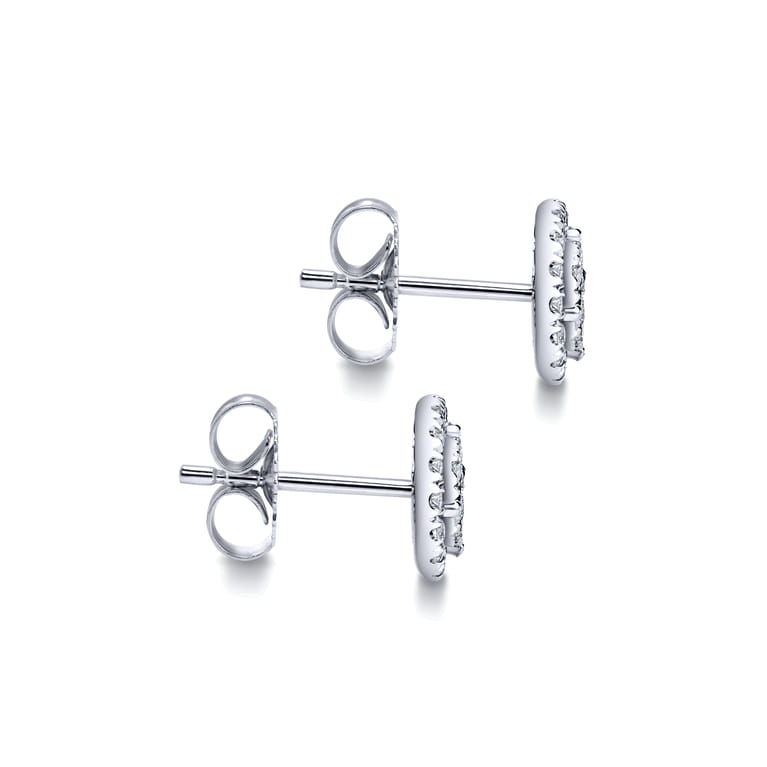 14K White Gold Double Diamond Halo Stud Earrings - 0.5 ct - Shot 3
