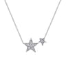 14K White Gold Double Pave Diamond Star Necklace - 0.25 ct