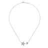 14K White Gold Double Pave Diamond Star Necklace - 0.25 ct