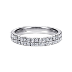 14K White Gold Double Row Diamond Anniversary Band