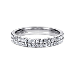 14K White Gold Double Row Diamond Anniversary Band