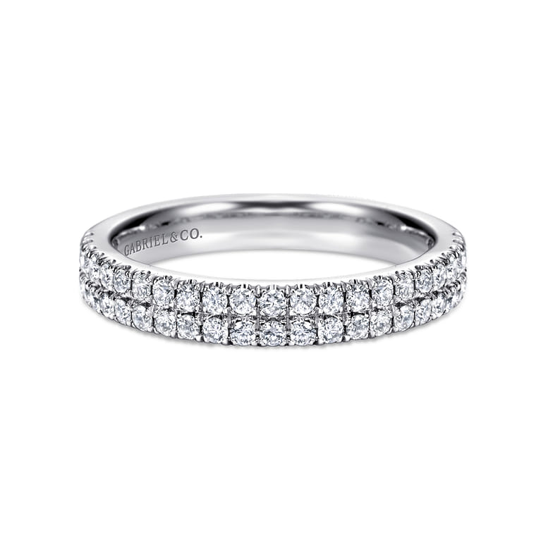 Fancy Wedding Ring in 14k White Gold with Round Natural Diamond at Gabriel & Co. - Shot 1