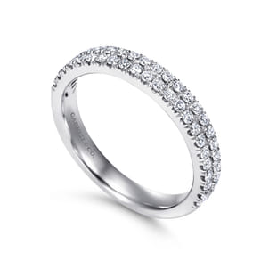 14K White Gold Double Row Diamond Anniversary Band