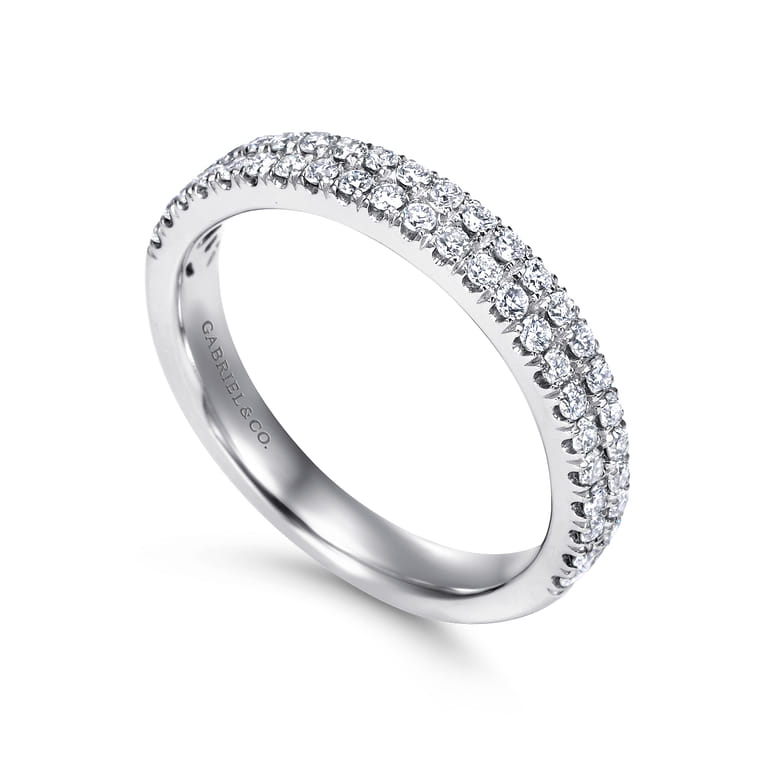 Fancy Wedding Ring in 14k White Gold with Round Natural Diamond at Gabriel & Co. - Shot 3