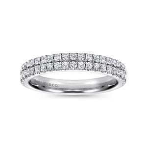 14K White Gold Double Row Diamond Anniversary Band