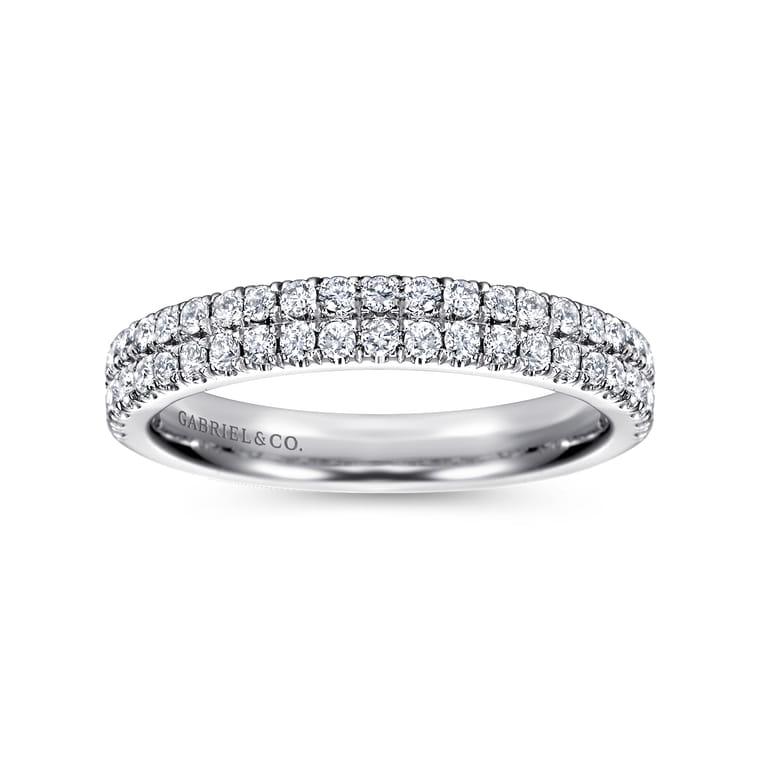 Fancy Wedding Ring in 14k White Gold with Round Natural Diamond at Gabriel & Co. - Shot 4