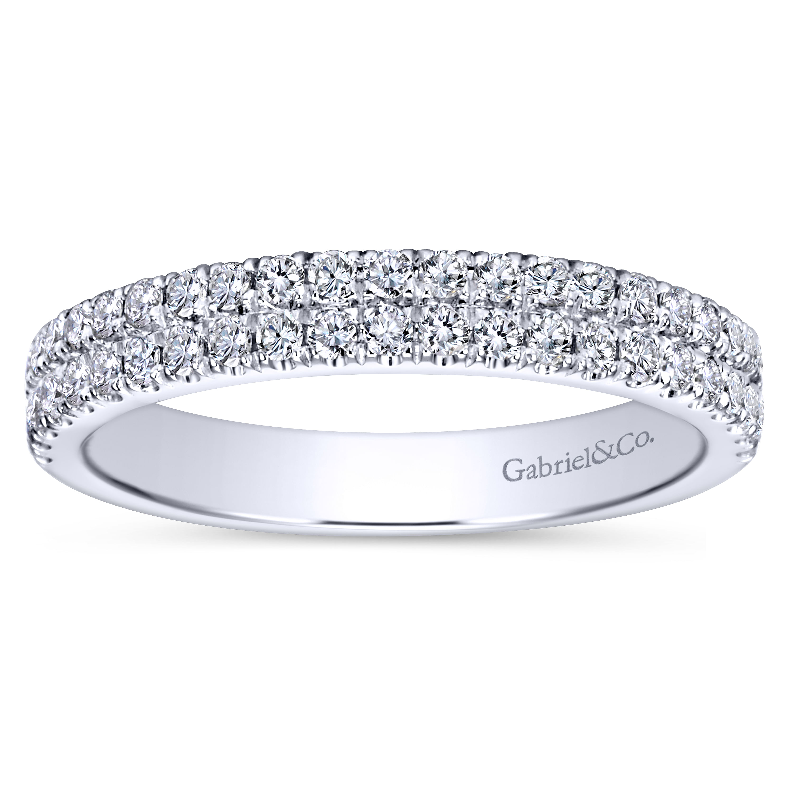 Fancy Wedding Ring in 14k White Gold with Round Natural Diamond at Gabriel & Co. - Shot 5