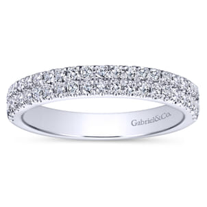 14K White Gold Double Row Diamond Anniversary Band