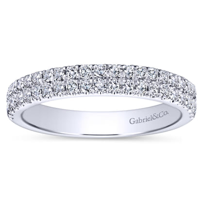 14K White Gold Double Row Diamond Anniversary Band