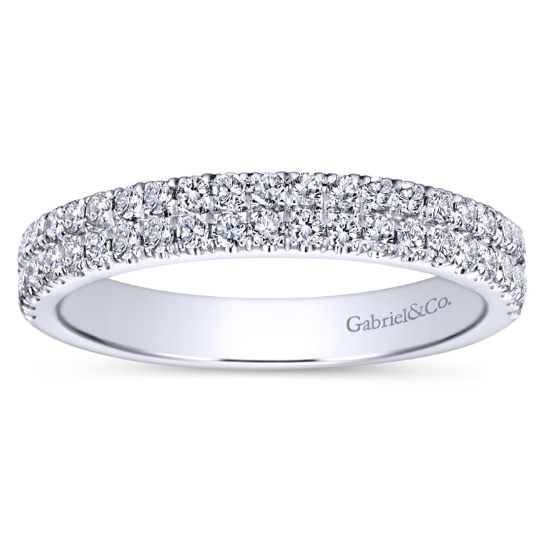 Fancy Wedding Ring in 14k White Gold with Round Natural Diamond at Gabriel & Co. - Shot 5