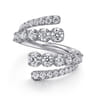 14K White Gold Double Row Diamond Bypass Ladies Ring - 1.5 ct