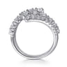 14K White Gold Double Row Diamond Bypass Ladies Ring - 1.5 ct