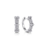 14K White Gold Double Row Diamond Huggie Earrings - 0.45 ct