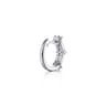 14K White Gold Double Row Diamond Huggie Earrings - 0.45 ct