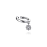 14K White Gold Ear Cuff With Hanging Bujukan Ball and Diamond Cluster - 0.02 ct