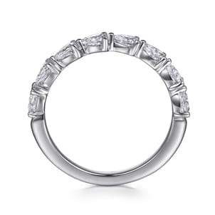 14K White Gold East West Prong Set Pear Shape Diamond Anniversary Band