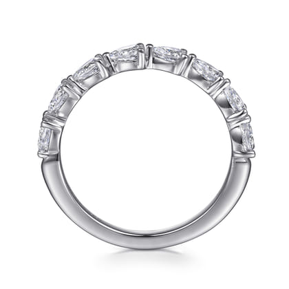 14K White Gold East West Prong Set Pear Shape Diamond Anniversary Band