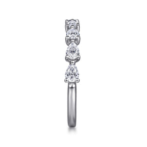 14K White Gold East West Prong Set Pear Shape Diamond Anniversary Band