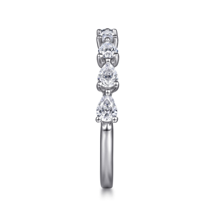 Fancy Wedding Ring in 14k White Gold with Pear Natural Diamond at Gabriel & Co. - Shot 4