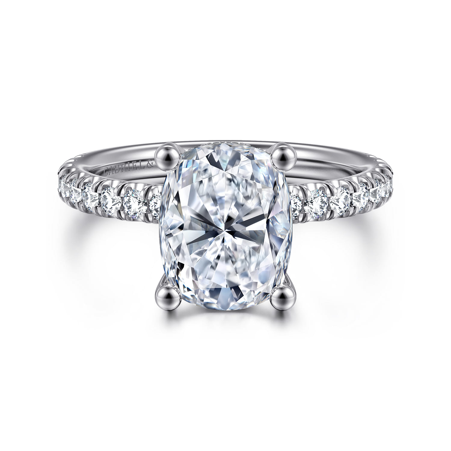 14K White Gold Elongated Cushion Cut Diamond Engagement Ring