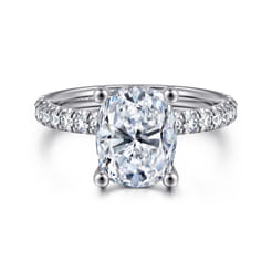 14K White Gold Elongated Cushion Cut Diamond Engagement Ring