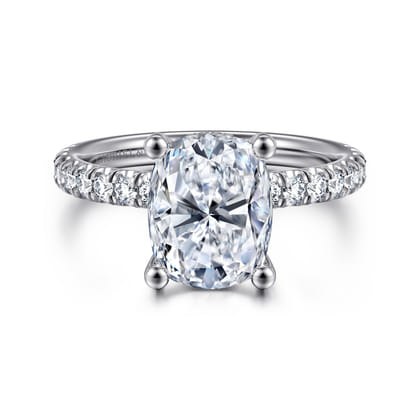 14K White Gold Elongated Cushion Cut Diamond Engagement Ring