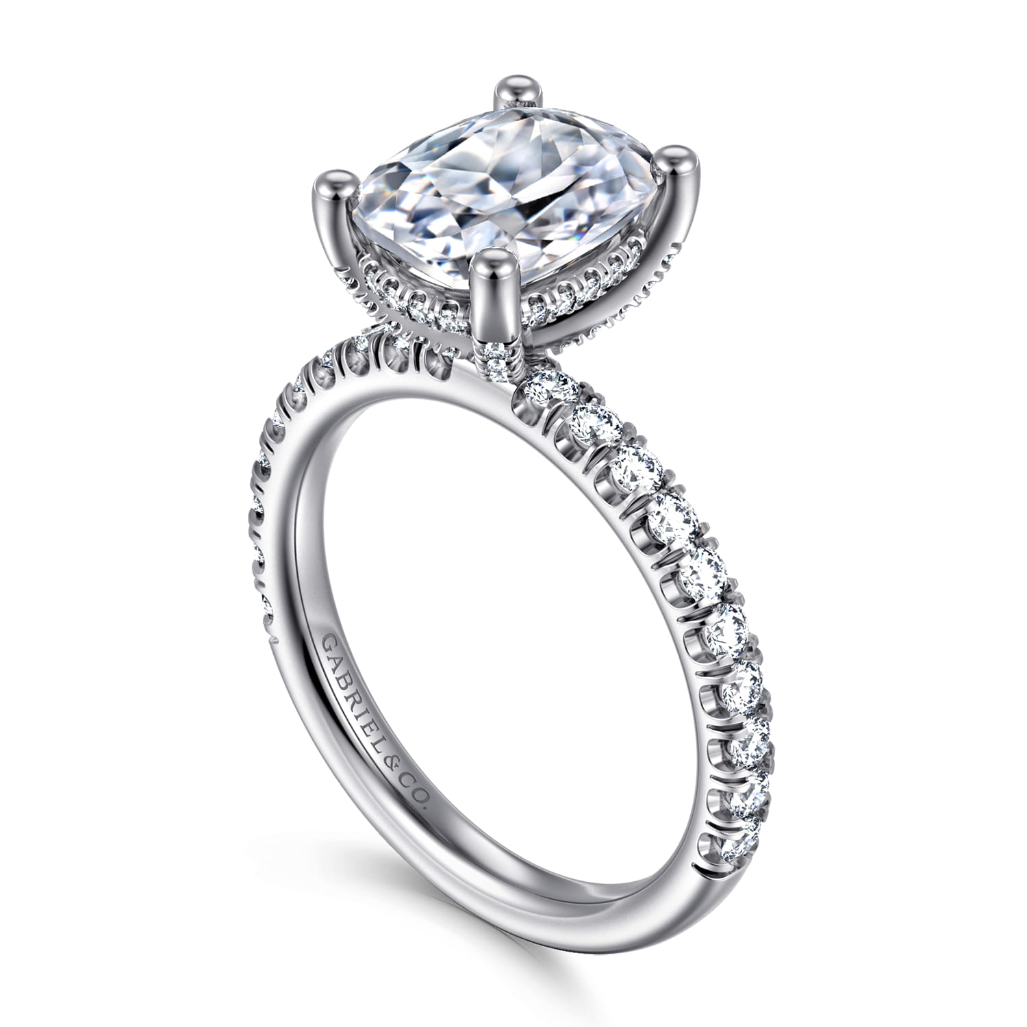 14K White Gold Elongated Cushion Cut Diamond Engagement Ring