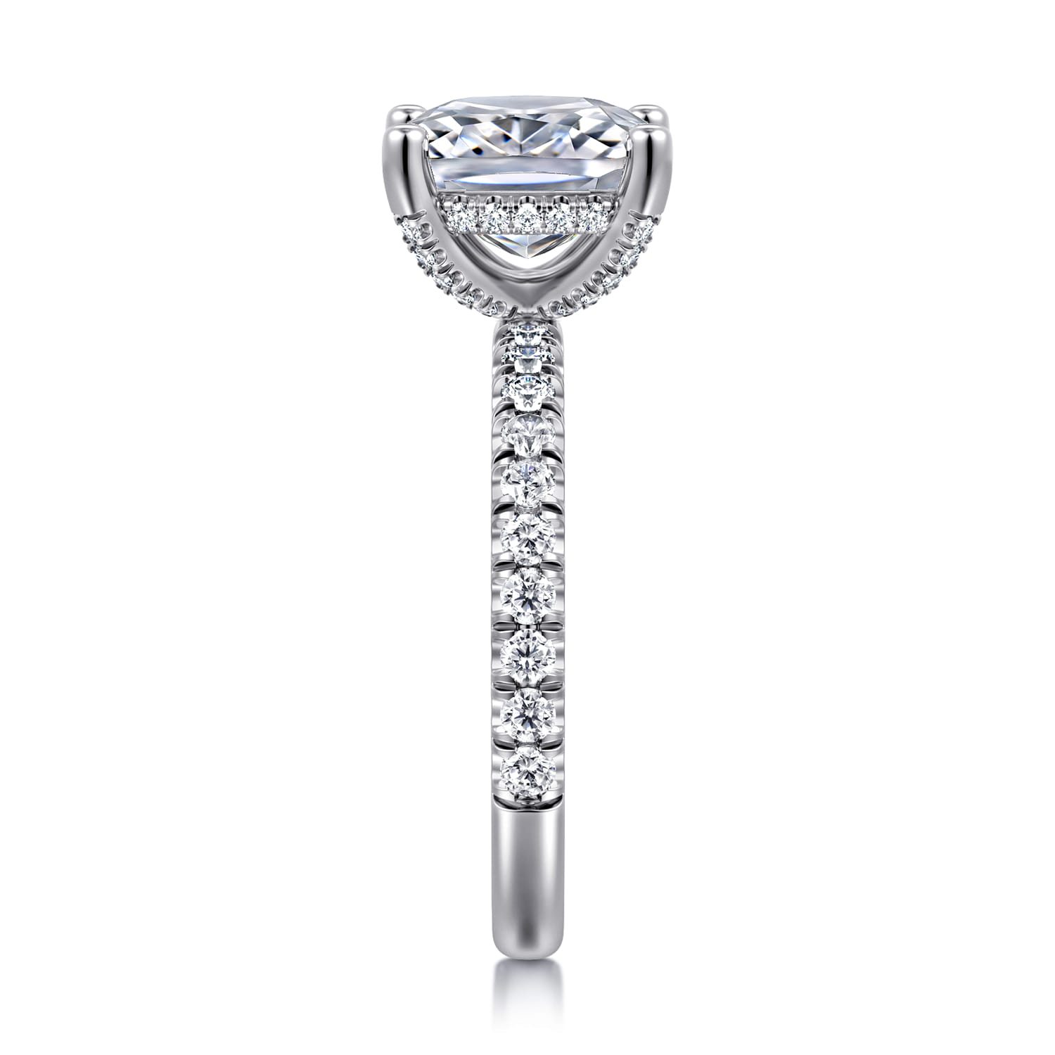 14K White Gold Elongated Cushion Cut Diamond Engagement Ring