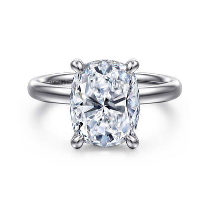 14K White Gold Elongated Cushion Diamond Engagement Ring