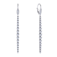 14K White Gold Elongated Diamond Drop Earrings