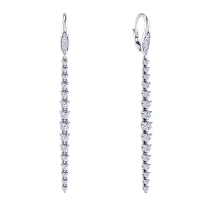 14K White Gold Elongated Diamond Drop Earrings