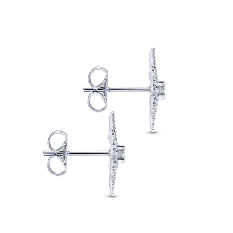 14K White Gold Elongated Diamond Starburst Earrings - 0.4 ct - Shot 3