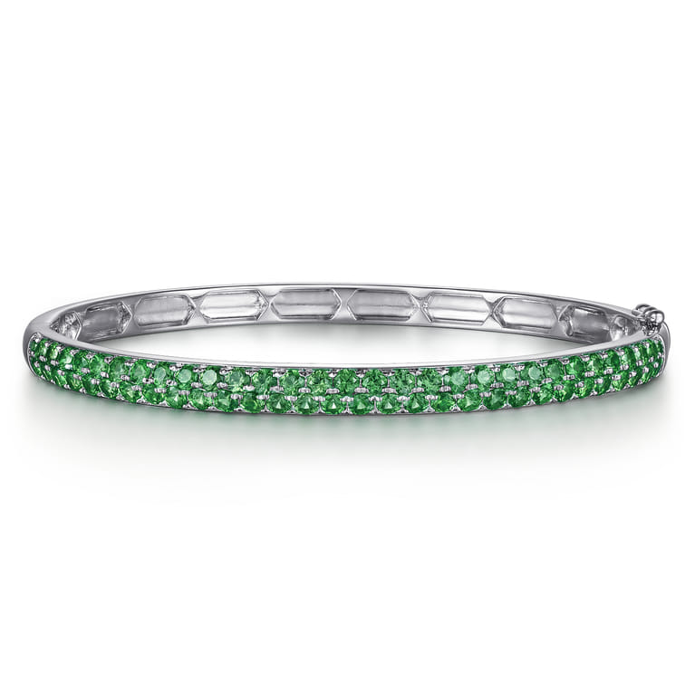 14K White Gold Emerald Bangle - Shot 1