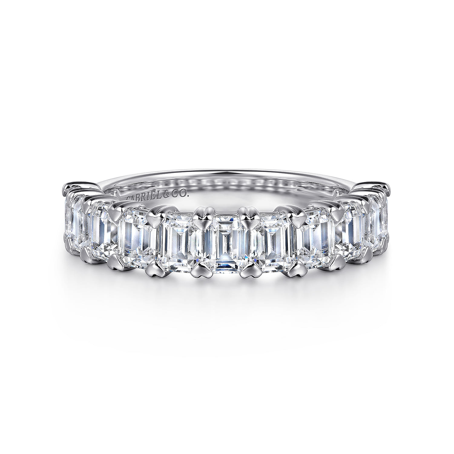Fancy Wedding Ring in 14k White Gold with Emerald Cut Natural Diamond at Gabriel & Co. - Shot 1