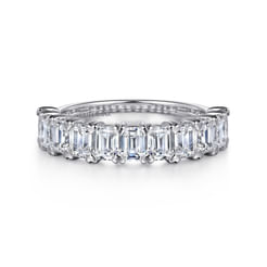 14K White Gold Emerald Cut Diamond Anniversary Band