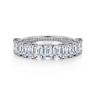 14K White Gold Emerald Cut Diamond Anniversary Band