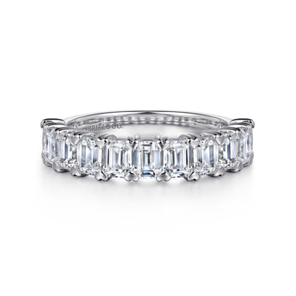 14K White Gold Emerald Cut Diamond Anniversary Band