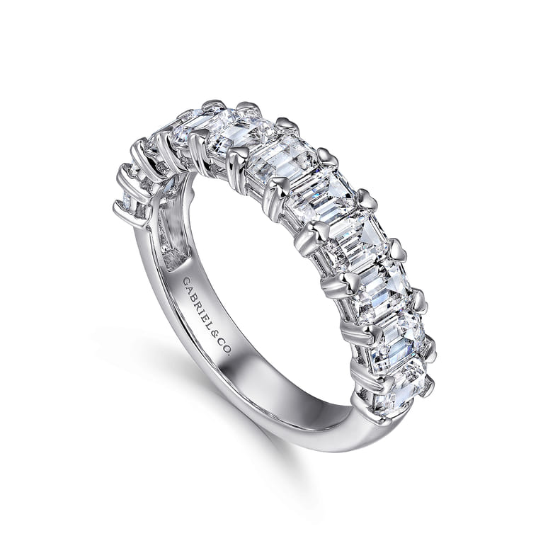 Fancy Wedding Ring in 14k White Gold with Emerald Cut Natural Diamond at Gabriel & Co. - Shot 3