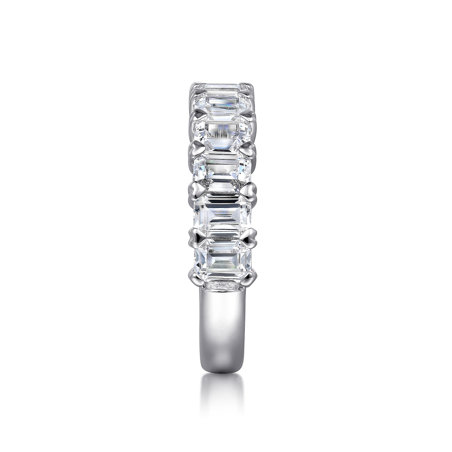 Fancy Wedding Ring in 14k White Gold with Emerald Cut Natural Diamond at Gabriel & Co. - Shot 4