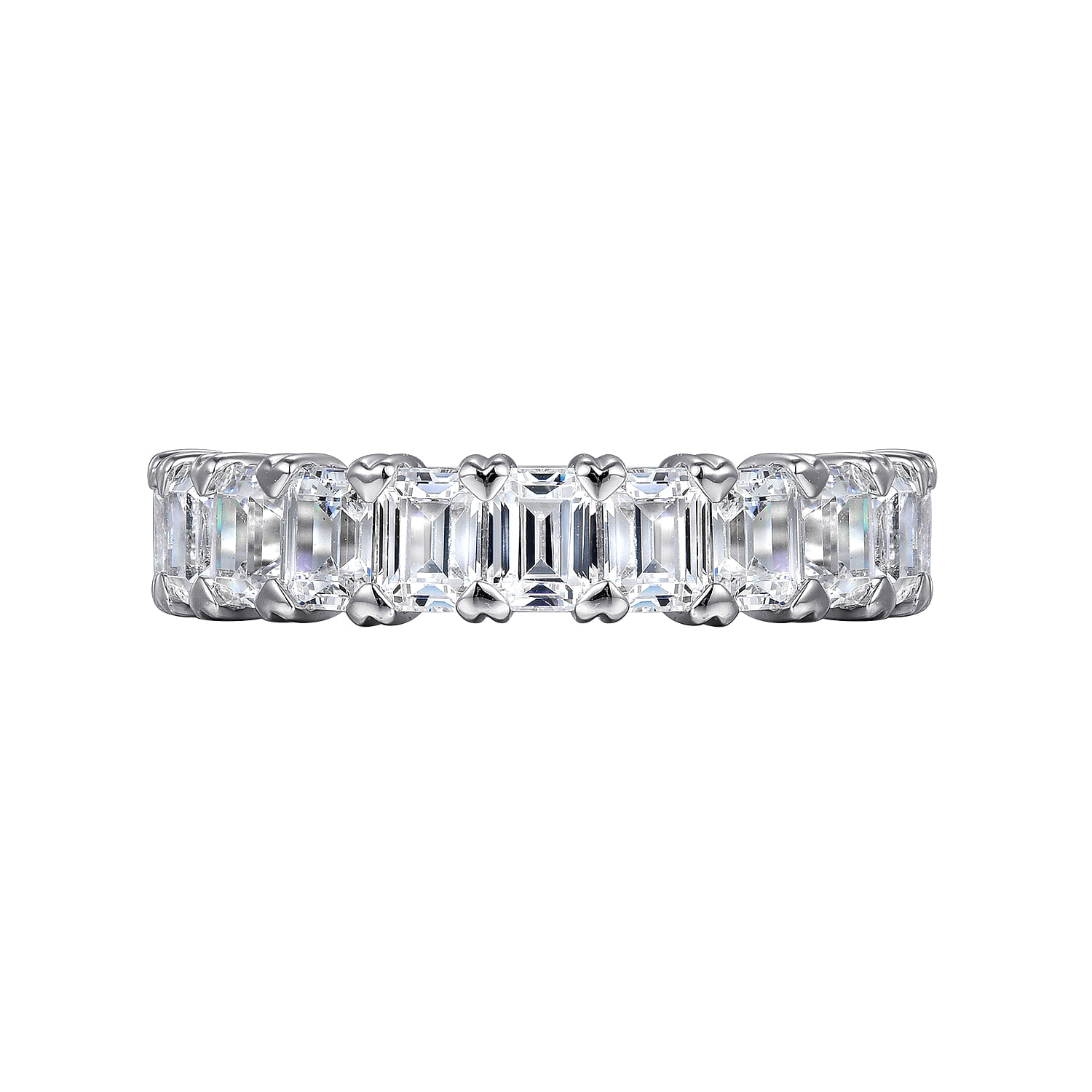 Fancy Wedding Ring in 14k White Gold with Emerald Cut Natural Diamond at Gabriel & Co. - Shot 6