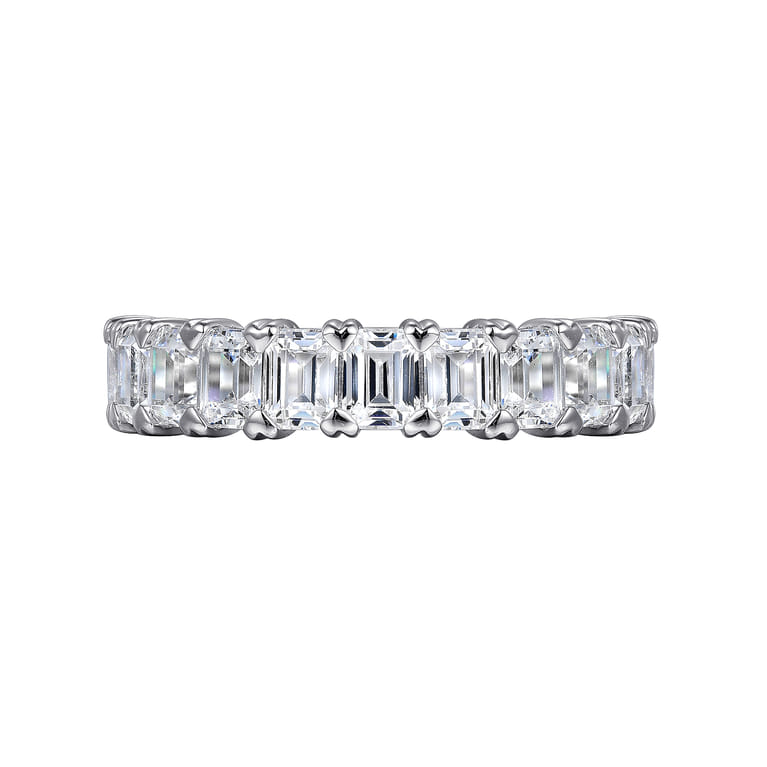 Fancy Wedding Ring in 14k White Gold with Emerald Cut Natural Diamond at Gabriel & Co. - Shot 6